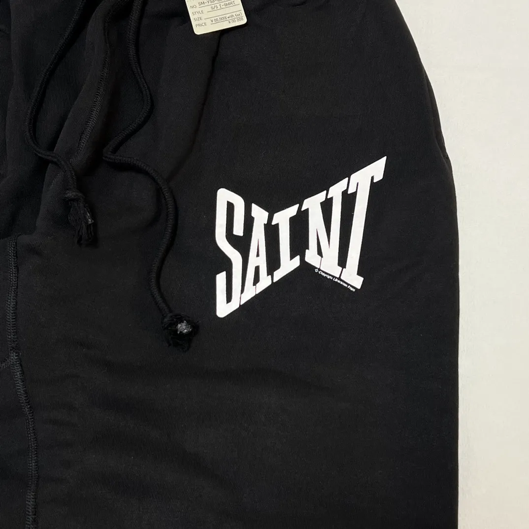 SAINT Mxxxxxx RIBON SAINT Sweat Pants/BLK Basic SAINT LOGO sweatpants Black S-XL God-cut Loose fit Four-needle six-thread boneless sewing Upper body comfortable Original light fleece sweatshirt fabric Original consistent fruit logo/angel logo